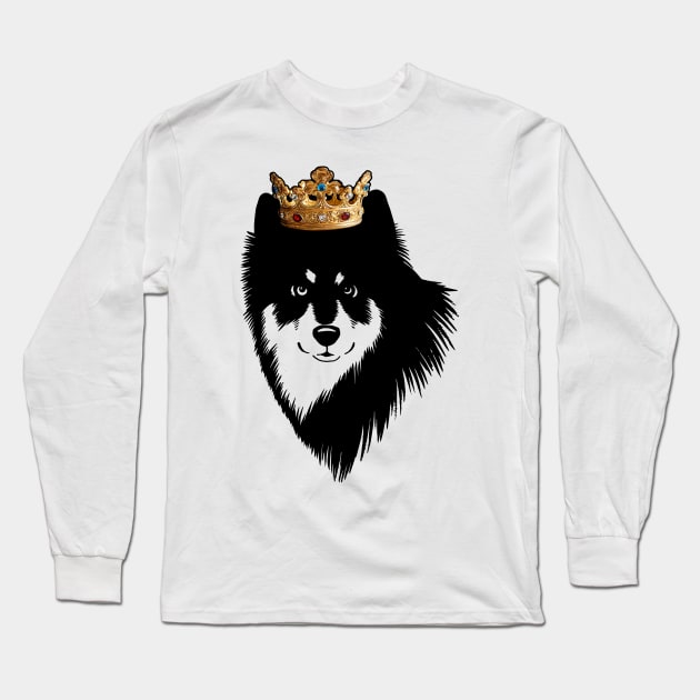 Finnish Lapphund Dog King Queen Wearing Crown Long Sleeve T-Shirt by millersye